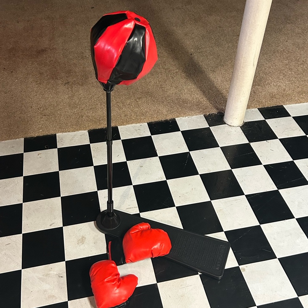 Kids Red and Black Punching Bag Set